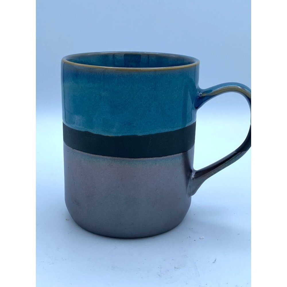 Stoneware Blue Metallic Bronze 3 Toned Coffee Tea Mug  Artisan Drip Glaze